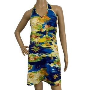 Ocean Drive Y2K Tropical Cruise Wear Beach Halter Mini Dress Size M